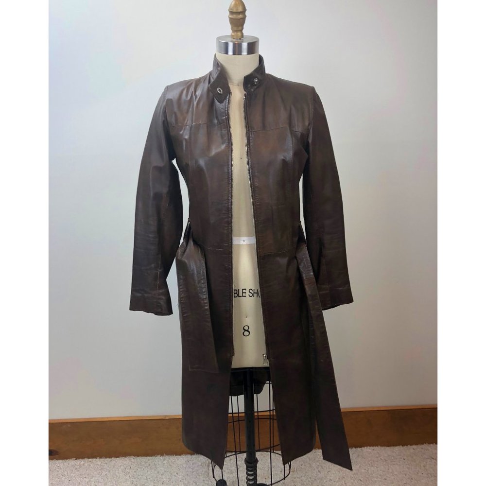 Brown Leather Trench Coat
